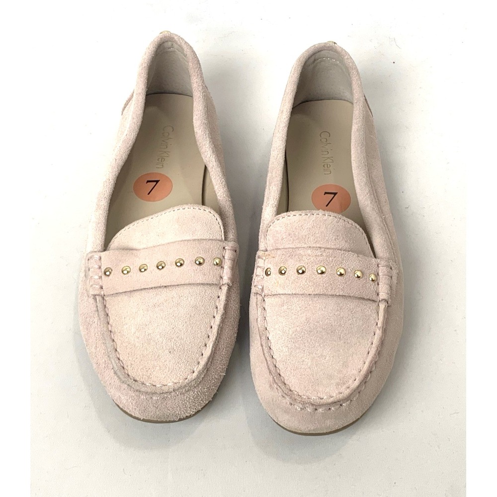 Calvin Klein Suede Loafer Womens 7 Pink Rose "Lissa"‎ Driving Moccasin Slip On